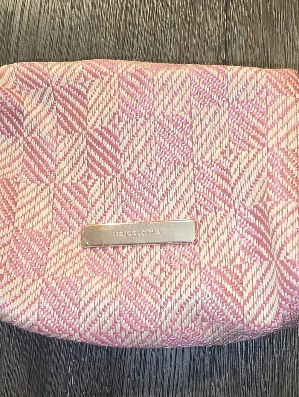 Its Judy Time Pink/white Woven Cosmetic Bag